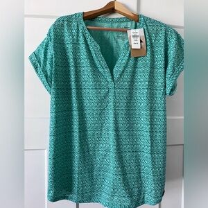 L.L. Bean Streamside Tee, Short Sleeve Splitneck, XL, Aqua